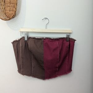 Urban Outfitters Brown and Burgundy Crop Top